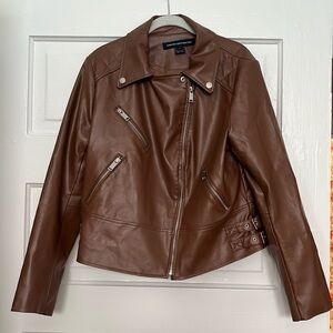 French Connection Faux Leather Jacket Size Large